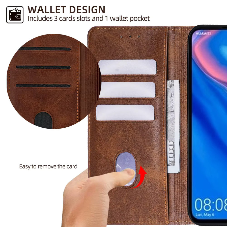 Luxus Leder Handyhülle mit Magnetverschluss für Huawei P30 P40 P50 P60 Pro Plus und P40 Lite in Pink - Bild 3