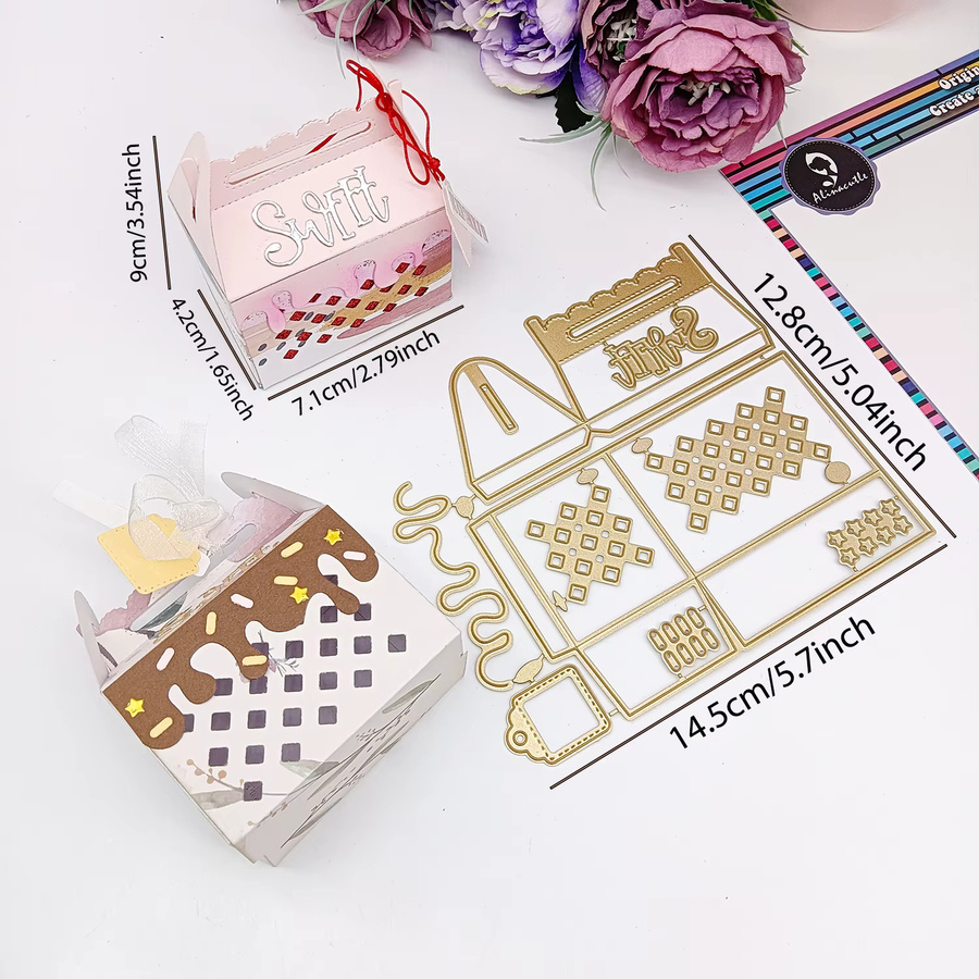 Alinacutle Metall-Stanzform für süße Geschenkboxen in Gold für DIY Papierhandwerk und Geschenkartikel - Bild 2