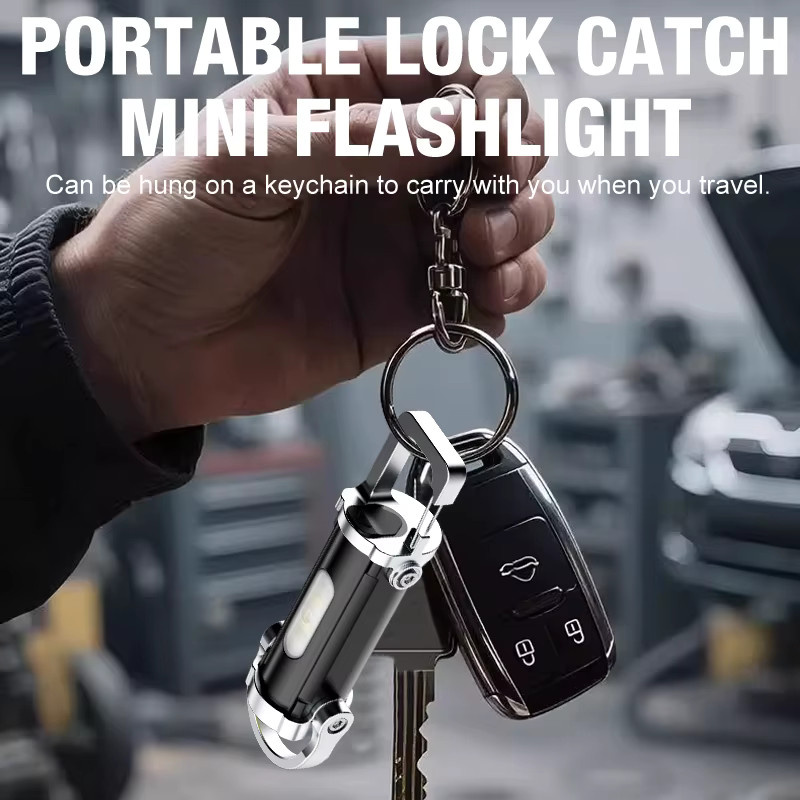 KDULIT COB-LED-Schlüsselanhänger-Licht in Schwarz, wiederaufladbare tragbare Taschenlampe mit Haken für Outdoor und Camping - Bild 5