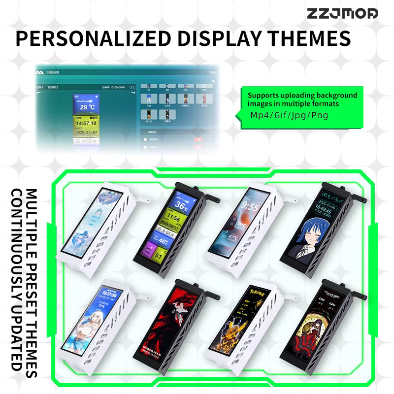ZZJMOD Desktop-Speicherkühler mit 4,6-Zoll IPS-Bildschirm und Aluminiumlegierung in Schwarz - Bild 3