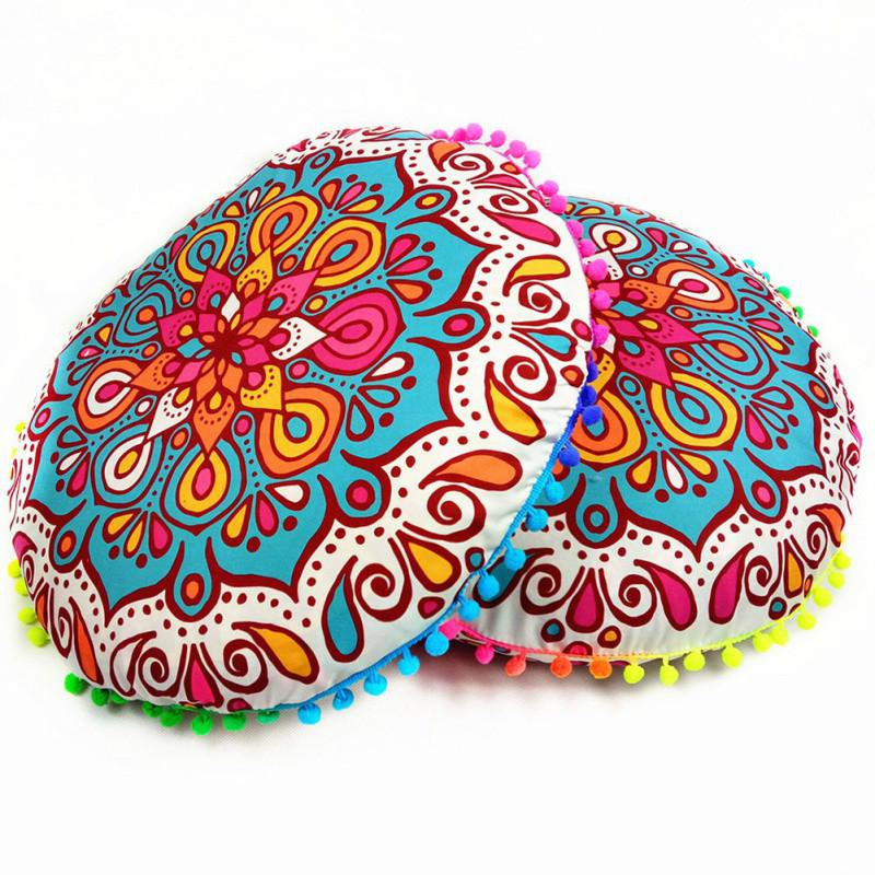 Runder Kissenbezug mit Mandala-Muster von Yiran Furniture in Multicolour, Durchmesser: 43 cm - Bild 2