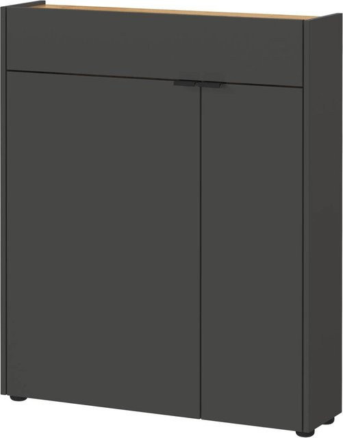 Germania Mehrzweckschrank Navarra in Graphit und Eiche mit Soft-Close-Türen, B/H/T: 82 x 102 x 22 cm - Bild 1