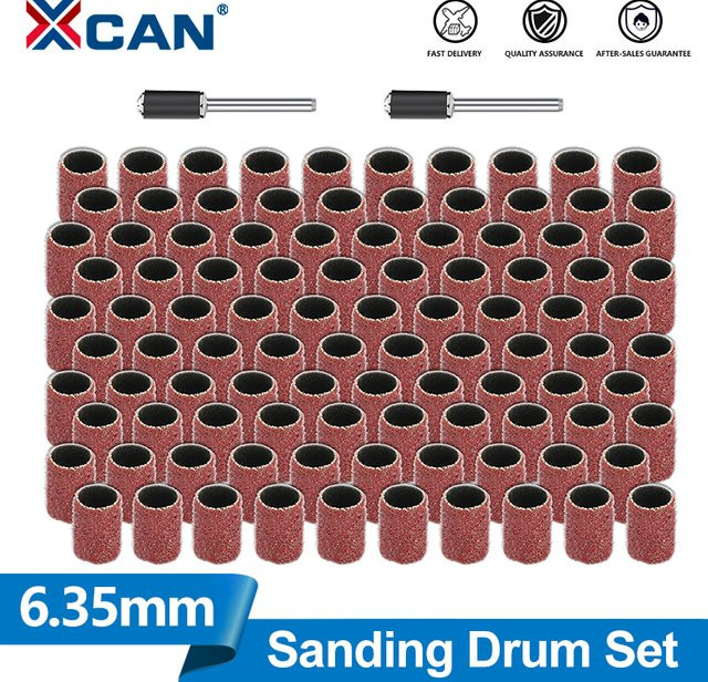 XCAN Trommelschleifset mit 1/8 Zoll Schaftdorn für Drehwerkzeuge und Dremel-Zubehör, 11–102 Stück, Multicolor - Bild 1
