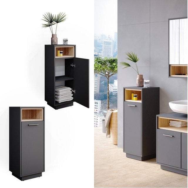 Vicco Badschrank Beatrice Midischrank in Anthrazit mit offenen Regalfächern, B/T/H: 38 x 30 x 93 cm - Bild 1
