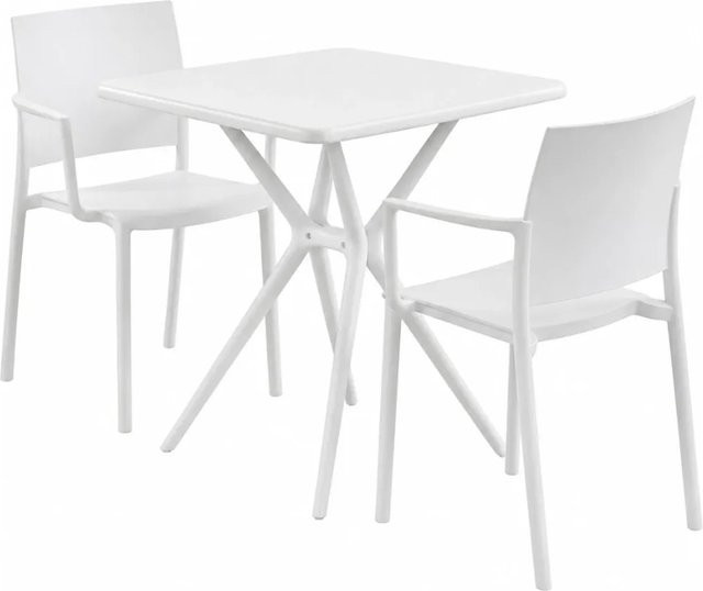 DELUKE Gartenmöbel-Set FRIDA Bistroset aus Kunststoff mit Tisch und 2 Stühlen in Weiß, B/T/H: 186 x 72 x 81 cm - Bild 1