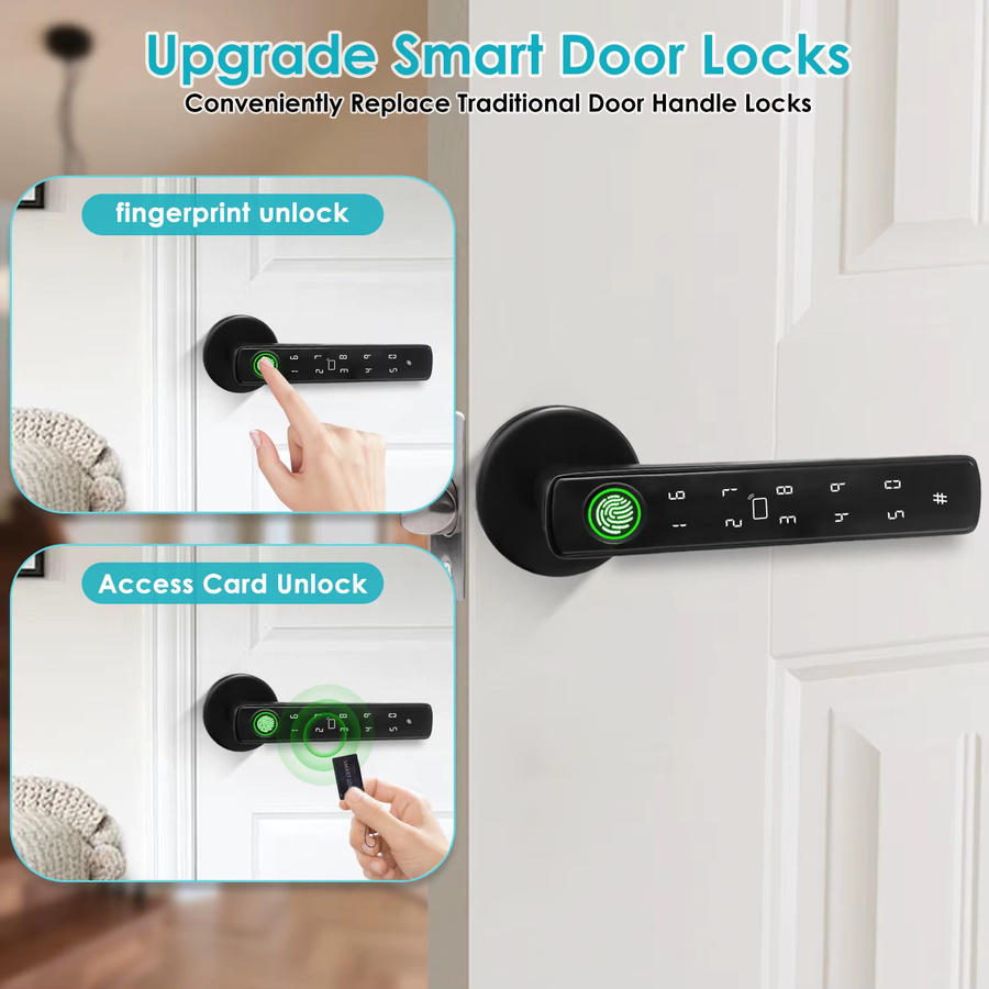 Tuya Smart Bluetooth Türschloss mit biometrischer Erkennung in Schwarz für Smart Home Automation und Hausschutz via Smart Life Steuerung - Bild 5