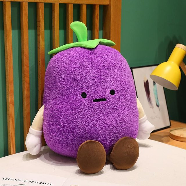 Yiran toy Squishy Obst Plüschtier, Aubergine Karotte Kartoffel, 16cm - Bild 1
