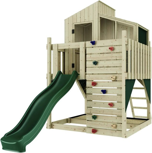 OutdoorToys Stelzenhaus Komet aus Holz in Dunkelgrün mit Fenstern - Bild 1