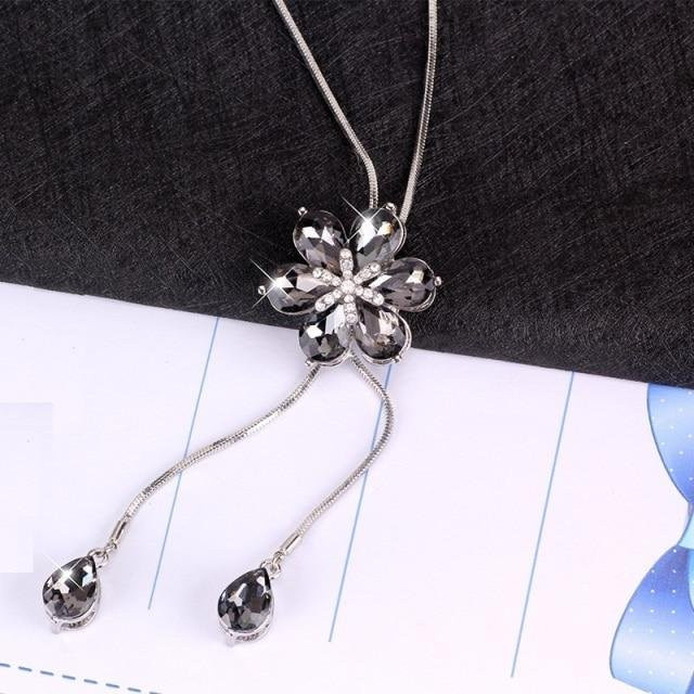YIRAN Jewelry Halskette, Kristall, Messing, grau, Damen - Bild 1