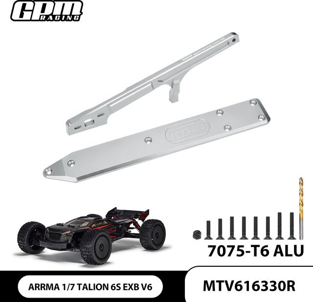 GPM Hintere Strebe und hintere Chassis-Unterfahrschutzstrebe, 6 mm, für ARA7707V6 ARRMA 1/7 Talion 6S EXB V6, Metall, Zubehör - Bild 1