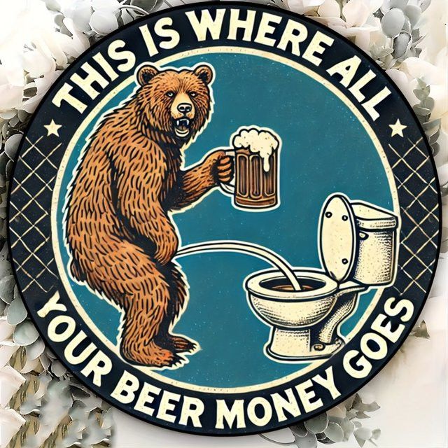HELLOYOUNG Vintage Aluminiumschild This Is Where All Your Beer Money Goes Runde Wandkunst Durchmesser: 20,3 cm - Bild 1