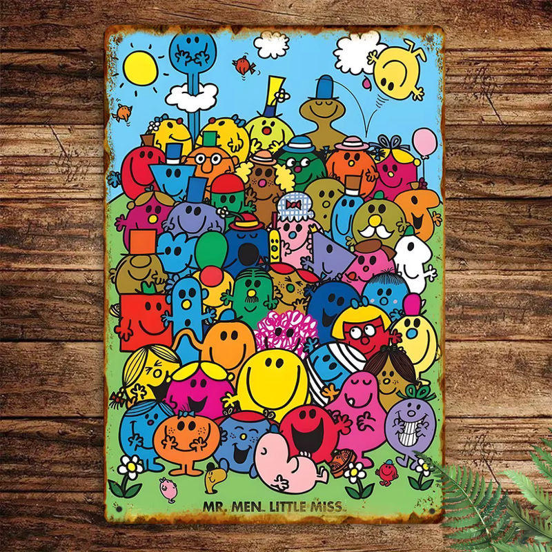CARTDECORZ Mr. Men Little Miss Vintage Blechschild aus Metall, mehrfarbig, Rechteckig, Hochformat, B: 20 cm, H: 30 cm - Bild 4