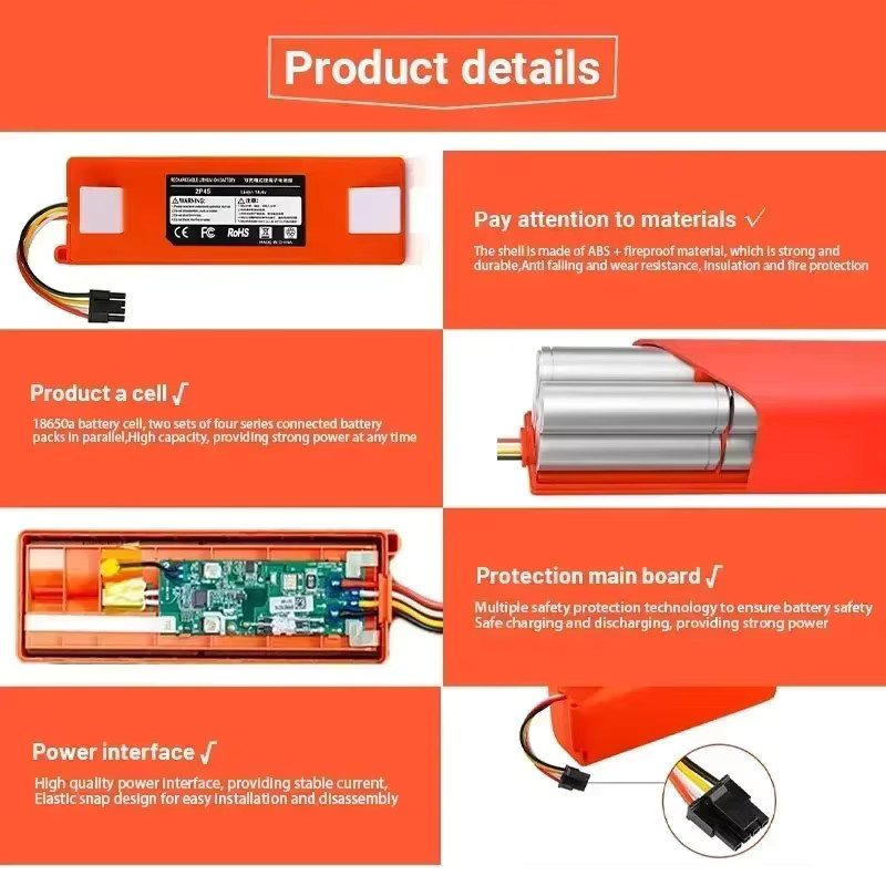 Xiaomi Ersatz Lithium-Akku BRR-2P4S-5200S 14,4V für Roborock S50 S51 S55 S60 S65 S6 MAX Roboterstaubsauger - Bild 3