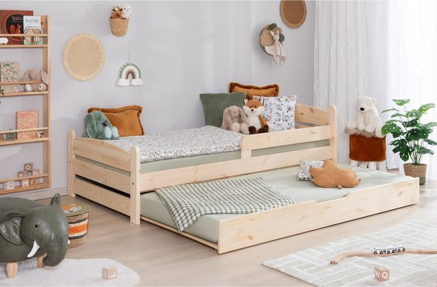 TiCAA Einzelbett Mello Kinderbett und Jugendbett aus Massivholz in Weiß im skandinavischen Design - Bild 1