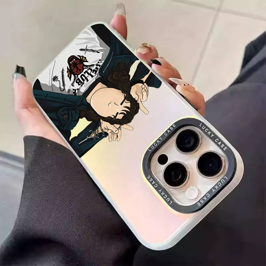 E-Eddie Munson Handyhülle mit Laser-Effekt in Silber für iPhone 11 bis iPhone 17 Pro Max Plus und Air Modelle - Bild 4