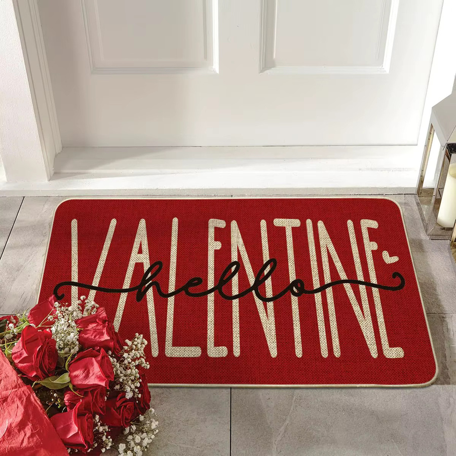 VIKAMA Hello Valentine Fußmatte in Rot für Innen und Außen, B/T: 60 x 40 cm - Bild 2