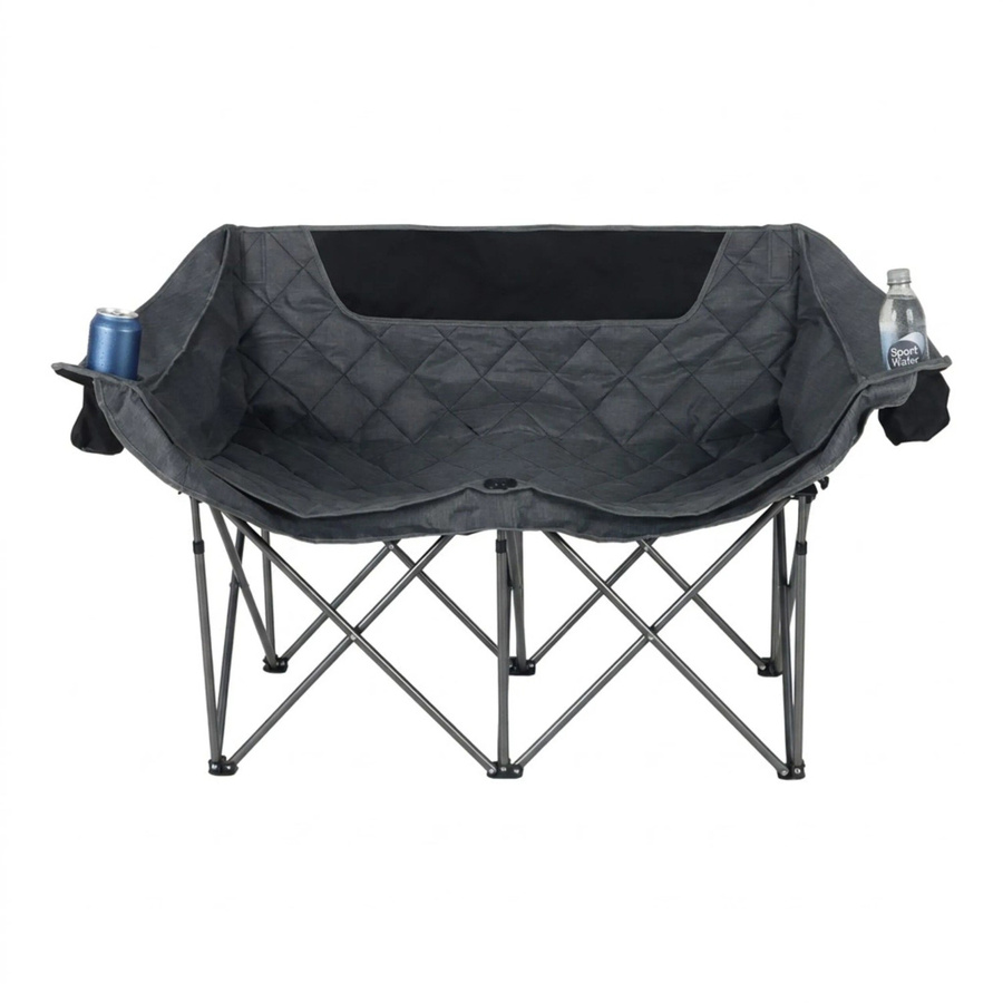Relaxdays Campingbank aus Eisen in Grau, klappbare Bank mit Armlehnen für 2 Personen, B/T/H: 146 x 84 x 54 cm - Bild 2
