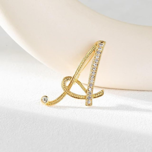 Brosche Damen, Kristall, Gold, Metall - Bild 1
