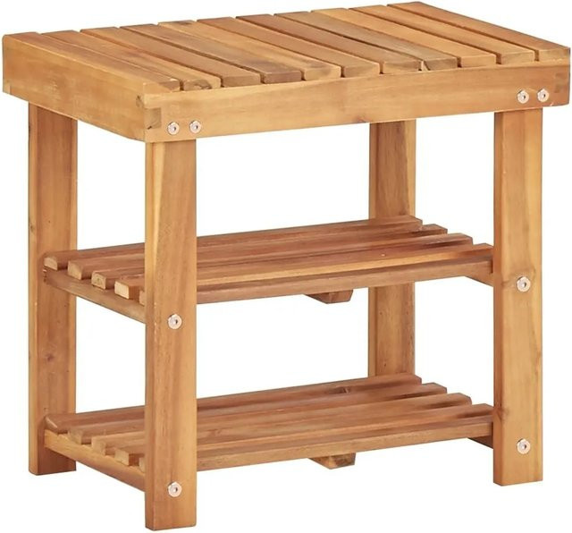 vidaXL Schuhregal aus Massivholz Akazie in Braun mit Lattendesign, B/T/H: 50 x 32 x 45 cm - Bild 1