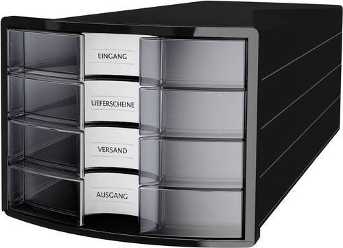 HAN Impuls 2.0 Schubladenbox Schwarz/Transparent, 4 Schubladen, Format DIN A4, geschlossen und stapelbar - Bild 1
