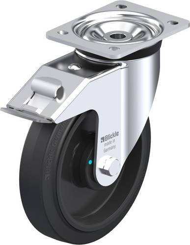 Blickle Lenkrolle LK-POEV 200KAD-FI mit Feststeller in Schwarz und Silber, Rad-Durchmesser: 20 cm, Tragfähigkeit: 500 kg - Bild 1