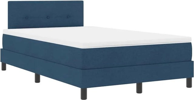 vidaXL Boxspringbett mit Matratze und LED-Unterbettbeleuchtung in Blau, Stoff, B/T/H: 120 x 190 x 88 cm - Bild 1