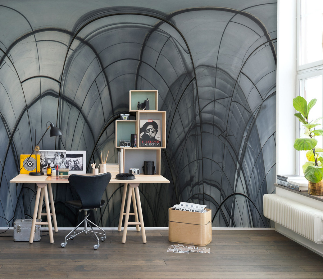 Rebel Walls Panorama Tapete Glass Vault in Grau Modern Abstract Design - Bild 1