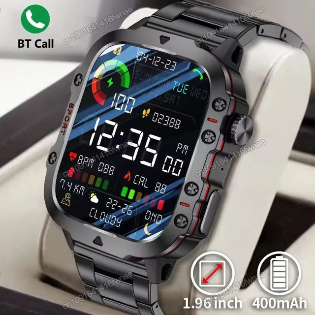 Ola Esporte Hw12 Smartwatch für Herren mit Bluetooth-Anrufen, GPS, Herzfrequenz- und Schlafmonitor sowie LED-Taschenlampe, wasserdicht, in Schwarz oder Silber - Bild 1