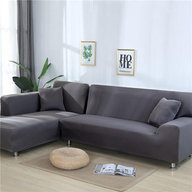 Yiran Furniture Ecksofa-Schonbezug aus elastischem Spandex für L-förmige Sofas, Grau, Breite: 90-140 cm - Bild 1