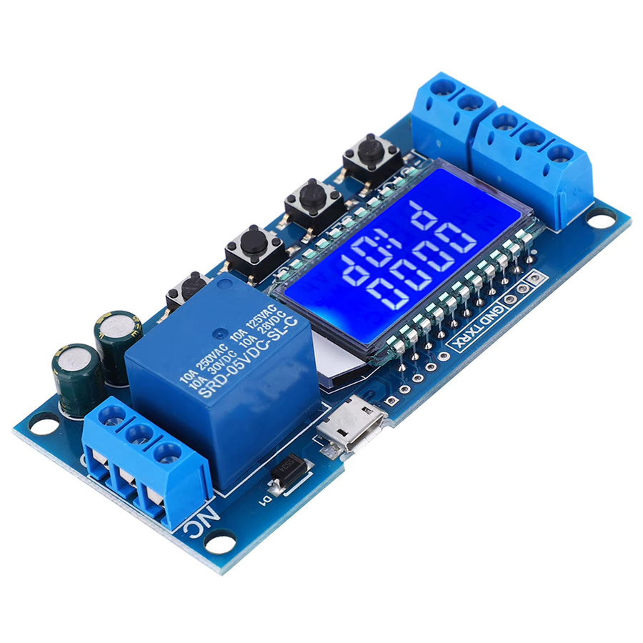 Qiilu Zeitverzögerungsrelais Modul mit LCD-Anzeige in Blau, 5V 12V 24V Timer Relais mit einstellbarer Verzögerung von 0,01 s bis 9999 min - Bild 2