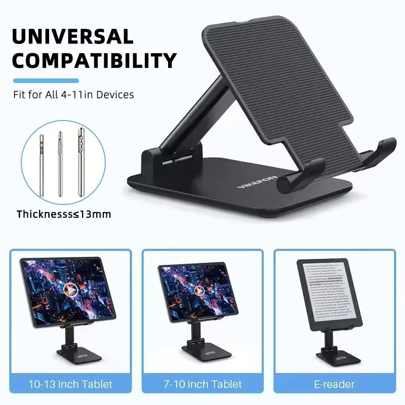 Faltbarer Tablet-Halter und Smartphone-Ständer für Desktop, kompatibel mit iPad, MatePad, Redmi Pad, iPhone und Samsung Tab, in Schwarz oder Grün - Bild 3