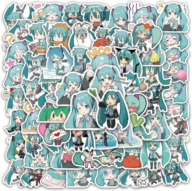 Bandai Hatsune Miku Aufkleber-Set, 50 Stück, Cartoon Anime VOCALOID - Bild 1