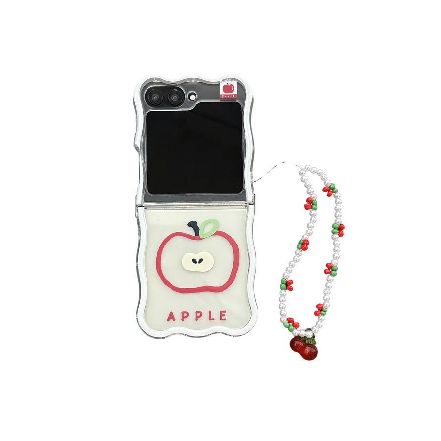 Apple Handyhülle für Samsung Galaxy Z Flip7 6 5 4 3, transparente stoßfeste Wellenabdeckung mit Lanyard - Bild 4