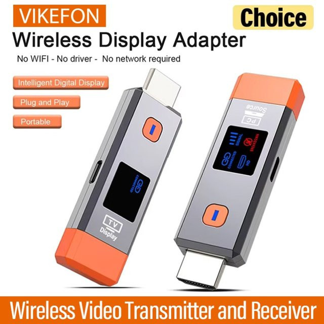 VIKEFON HDMI Kabelloser Video-Sender und Empfänger Extender mit Full HD 1080P@60Hz und WLAN-Display Adapter für PC zu TV - Bild 1