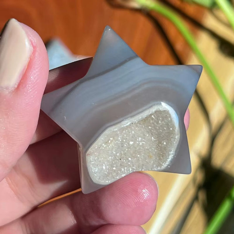 CrystalHola Achat-Geode-Stern in Weiß zur Dekoration und für DIY-Schmuckherstellung, B/T/H: 5,5 x 5,5 x 5,5 cm - Bild 3