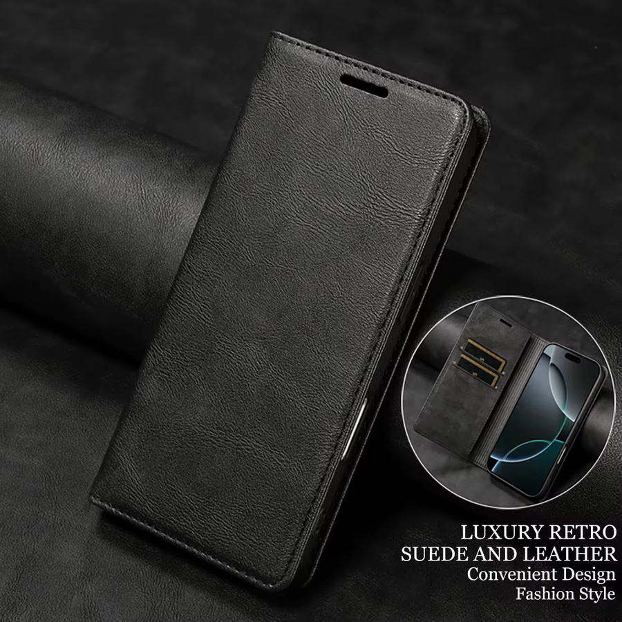 RFID Leder-Kartenetui für Xiaomi Poco X8 Pro Max 5G M8 F8 Ultra Magnetische Brieftaschen-Hülle in Schwarz oder Lila - Bild 1
