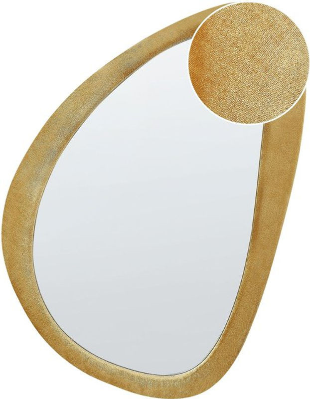 Beliani Wandspiegel in Gelb und Gold mit Samtrahmen, unregelmäßige Form, modern, B: 91 cm, H: 61 cm - Bild 1