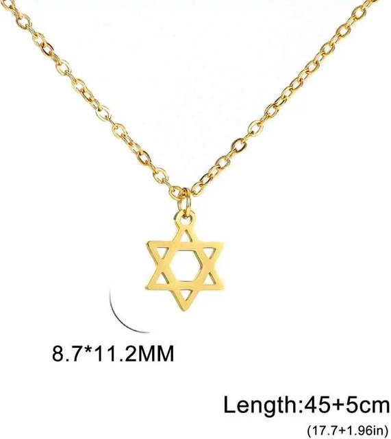 Halskette Davidstern, Edelstahl, Gold, Damen, 45-50cm - Bild 1