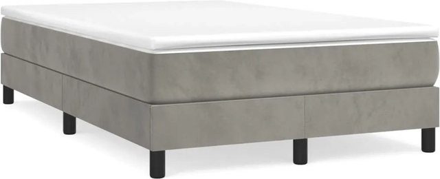 vidaXL Boxspringbett aus Samt in Hellgrau, B/T/H: 120 x 200 x 25 cm - Bild 1