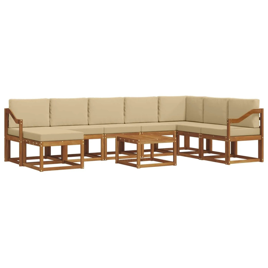 vidaXL Outdoor-Sofagarnitur 9-teilig aus Akazienholz mit Kissen in Natur und Beige - Bild 2