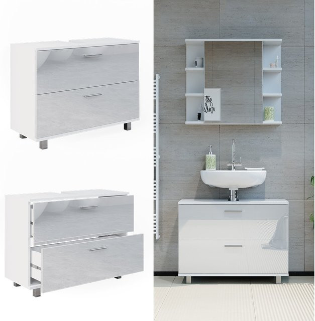Vicco Waschtischunterschrank Ilias Weiß Hochglanz B/T: 80,2 x 60,8 cm - Bild 1