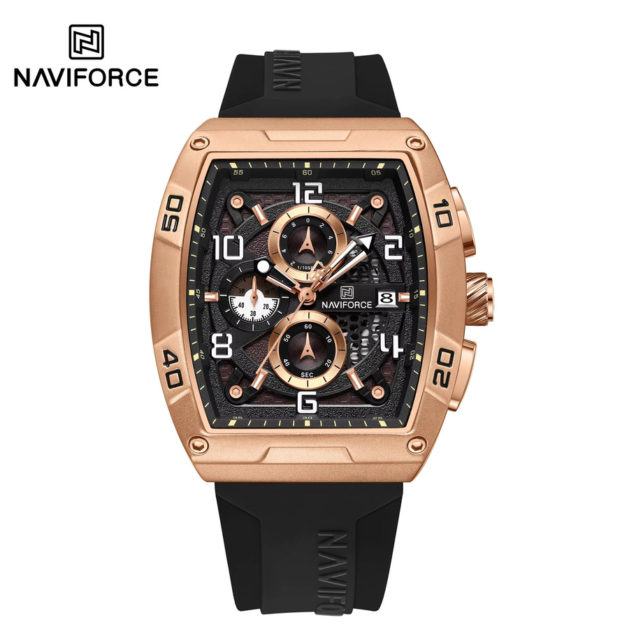 NAVIFORCE Chronograph, Quarz, Silikon, Schwarz, Herren - Bild 4