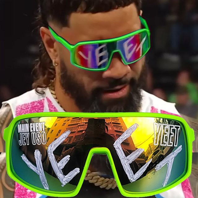 Jey Uso YEET Sonnenbrille, Vollrand, Grün Rot, Kunststoff - Bild 1