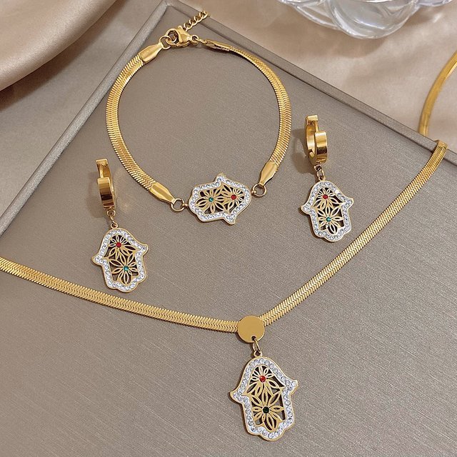Slavena Schmuck-Set Edelstahl, Gold, Kristall, Unisex - Bild 1
