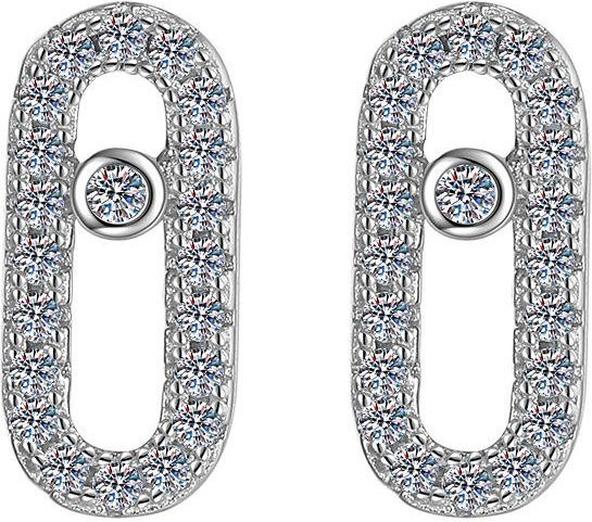 FashionFlair Ohrringe, ovale Büroklammer, 925 Silber, grau, Damen - Bild 1