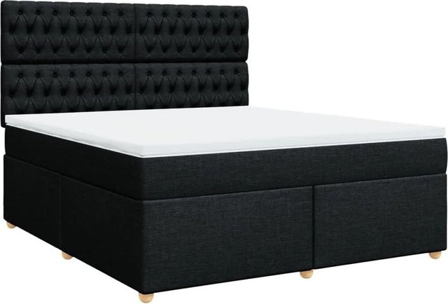 vidaXL Boxspringbett mit Matratze Schwarz B/T/H: 180 x 200 x 140,5 cm mit USB-Anschluss und Unterbettbeleuchtung - Bild 1