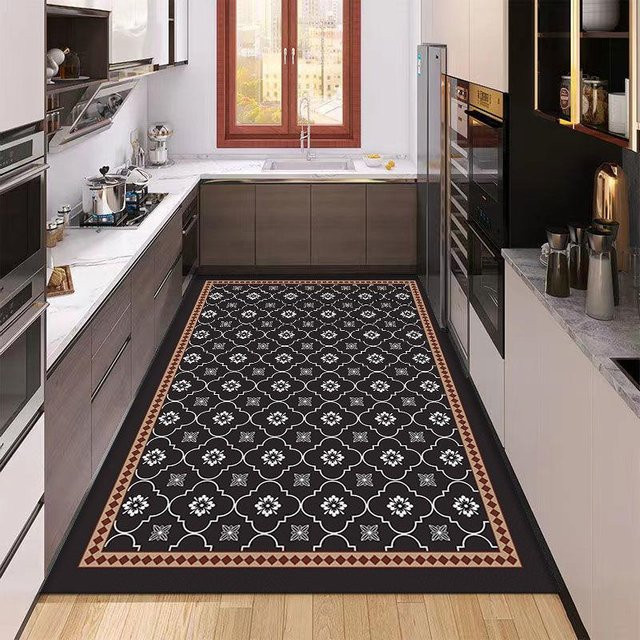 Küchenteppich Big C Home Decor aus PVC-Leder mit grünem Blumenmuster, wasserdicht, rutschfest und ölbeständig, B/T: 100 x 160 cm - Bild 1