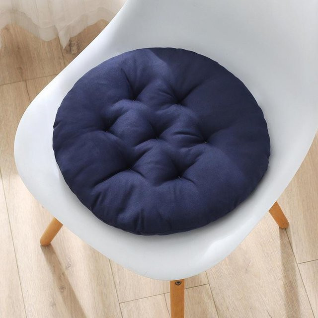 Rundes Stuhlkissen von xianyi01 in Navy Blau mit Baumwollfüllung, Durchmesser: 40 cm - Bild 1