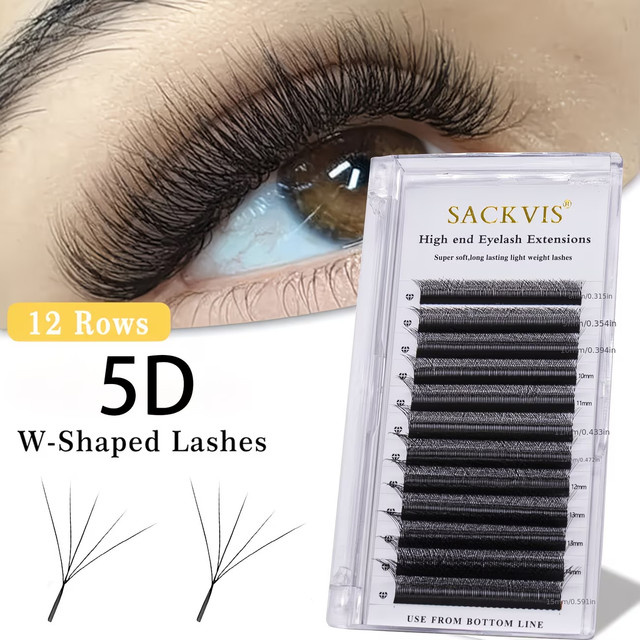 Sackvis 5D W-Form Wimpernverlängerungen, 8-15mm, Einzeln - Bild 1