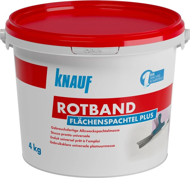 Knauf Rotband Flächenspachtel Plus Gipsspachtel Weiß 4 kg - Bild 1